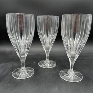 Mikasa Tiara Iced Tea Glasses Crystal Stemware 8" Set/3